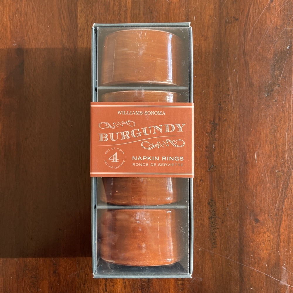 Williams Sonoma Fall Napkin Rings‎ Holders Set 4 Rustic Terracotta Farmhouse